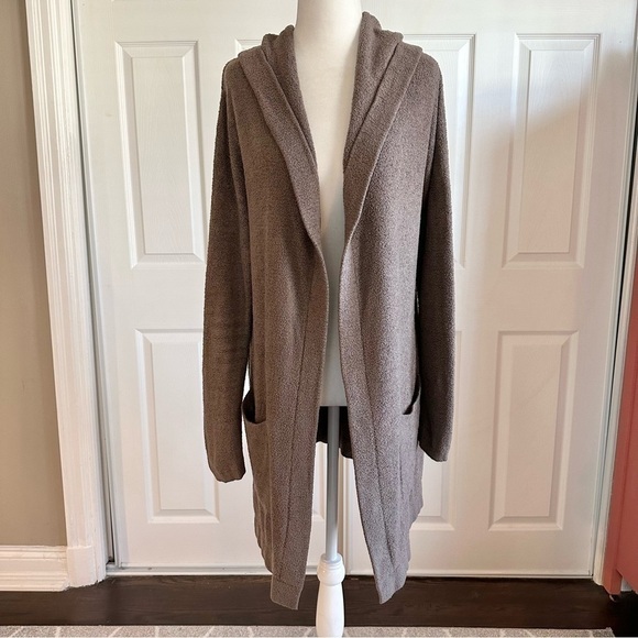 Barefoot Dreams CozyChic Gray Tunic Length Hooded Cardigan - Picture 1 of 7